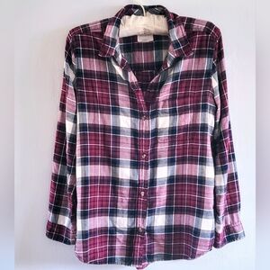 American Eagle Soft Boyfriend Fit Plaid Flannel Rustic Cabincore Cabin Western M